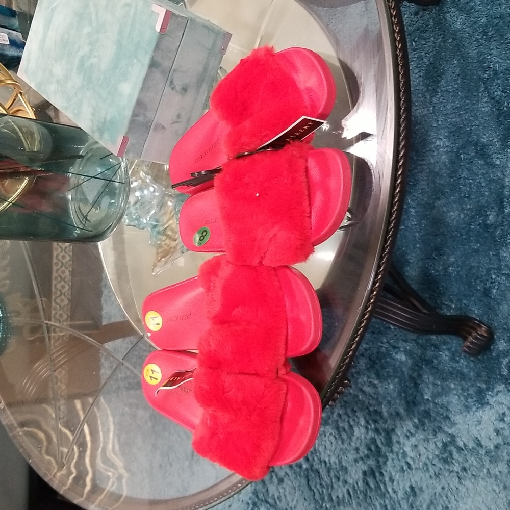 Red plush furry slides